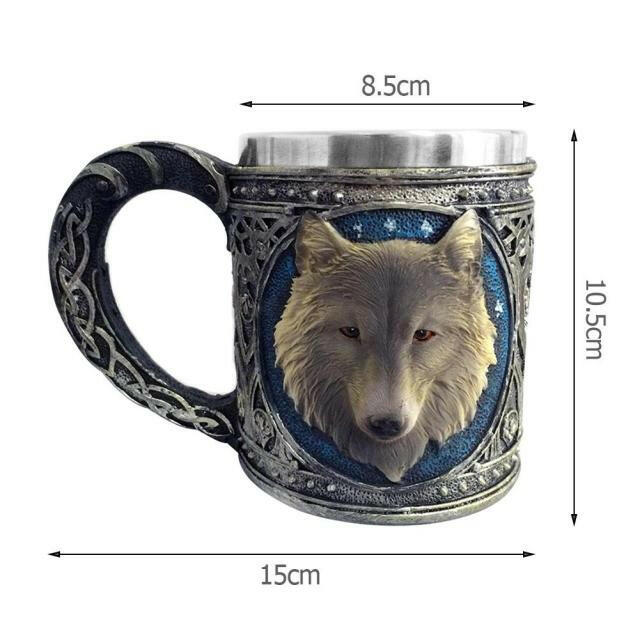 Stainless Steel Skull Mug Viking Drinking Cup Skeleton Resin Beer Stein Tankard Coffee Mug Tea Cup Halloween Gift Bar Drinkware
